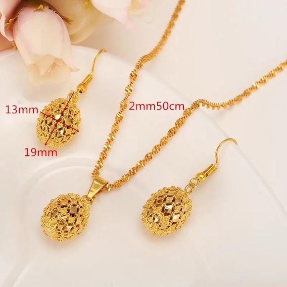 New- Gold Jewelry Set for Women, Dubai Gold Plated Jewelry Set, Gold Necklace - Picture 5 of 5